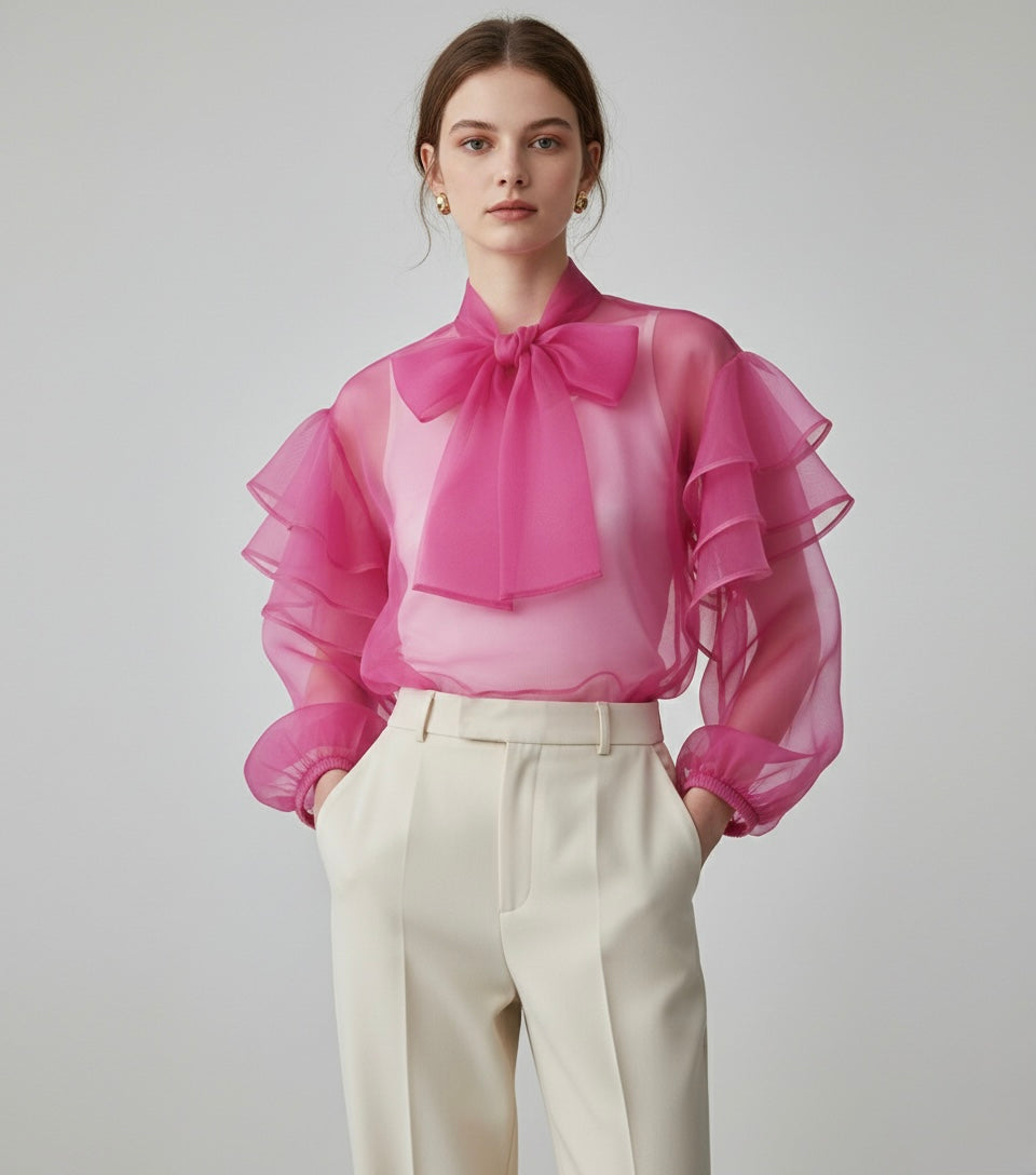 Bright Sheer Bow Top