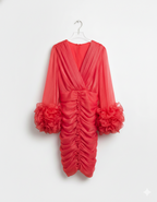 Elegant Mini Dress with Ruffle Cuffs