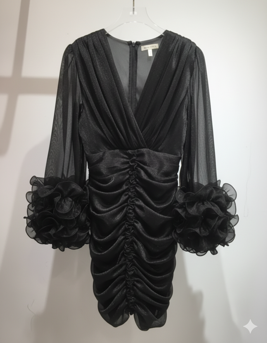 Elegant Mini Dress with Ruffle Cuffs